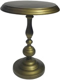 Carolina Chair & Table Pearson Round Accent Table - Elegant Aluminium Frame and Top, Hand Forged Pedestal Base Bedside Furniture - Contemporary Side Table for Dining, Working (Antique Brass)