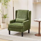 Garvee Wingback Accent Chair Set of 2, Mid-Century Chenille Reading Chair | High back design, 5.1 in spring + foam cushion, wood frame with metal backrest, lumbar pillow, 350 lb capacity