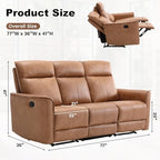 CANMOV Manual Loveseat Recliner Sofa, Wall-Hugger 3 Seat Reclining Love Seat Couches, Leathaire Reclining Sofa Set, 3-Seater Recliner Chair for Living Room, Office, Apartment, Brown