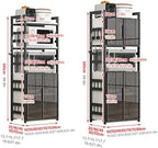Kitchen Storage Cabinet with Adjustable Shelves Glass Door and Microw Stand Freestanding Cupboard for Dining Room Living Room and Study Room Oven Rack and Bakers Rack Modern Storage Solution