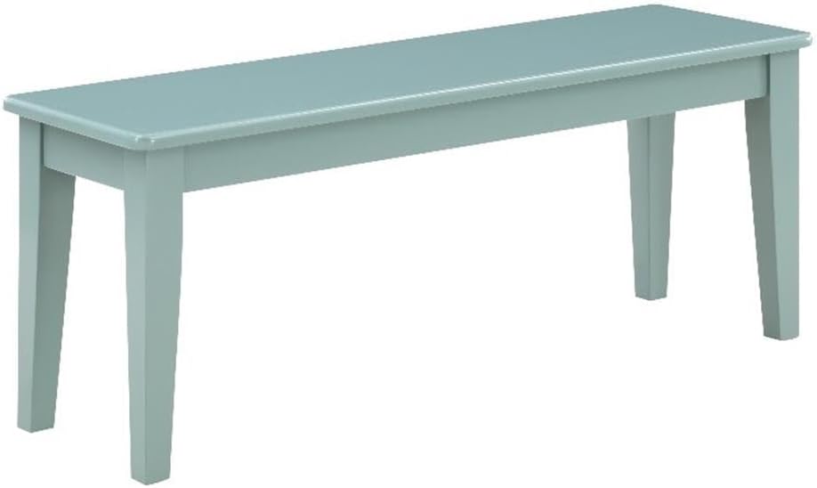 Pemberly Row Wood Colorado Dining Bench, 44 in, Rubberwood Construction, Aspen Valley Light Blue Finish, Tapered Legs, 600 lbs Capacity, Shaker Style Seating for Dining Room or Window Nook Use