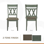 Lexicon Wood Dining Chair, Set of 2, Greywash/Antique Teal | Double Cross Back, Rustic Armless Chairs, Kitchen and Dining Room Furniture, Two-Tone Finish