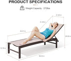 Crestlive Products Lounge Chair Outdoor Set of 2, Metal Pool Chaise Lounge Chairs, Adjustable Five-Position Tanning Recliner, All Weather for Patio, Beach, Yard, Pool (Beige)
