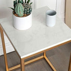 Telephone Table, Marble Side Table Nordic Living Room Square Sofa Corner Table Telephone Table Bedroom Bedside Table Balcony Coffee Table(Gold