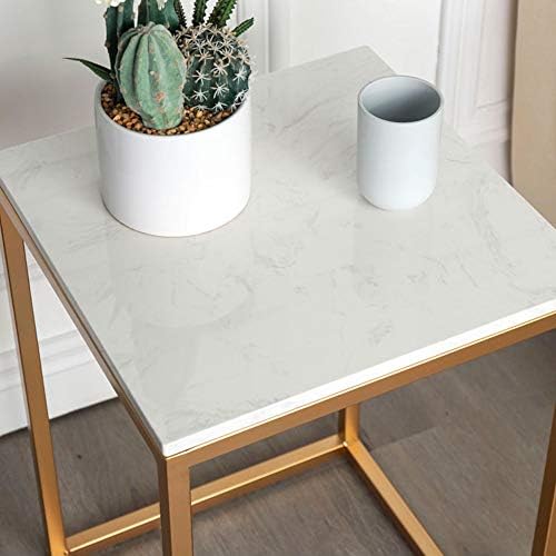 Telephone Table, Marble Side Table Nordic Living Room Square Sofa Corner Table Telephone Table Bedroom Bedside Table Balcony Coffee Table(Gold
