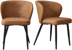 Brown Dining Chairs Set of 6, Modern Dining Chairs with Cushion Seat and Sturdy Metal Legs, Faux Leather Chair for Kitchen, Living Room