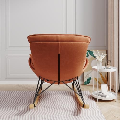 Leisure Single Sofa Rocker, Upgraded Breathable Glider with Removable Washable Seat Pad, Accent Chair for Bedroom Living Room & Small Space, Brown