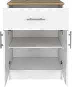 DEPOT E-SHOP Barbados Pantry Organizer Cabinet with One Drawer, Two Interior Shelves, and Two Doors, 33" H, White/Light Oak, Kitchen