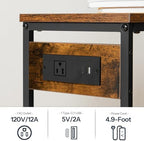 HOOBRO Narrow Console Table with Power Outlets, Small Entryway Table | Thin Sofa Table Behind Couch Table with Charging Station, for Hallway, Bedroom, Living Room,Rustic Brown and Black BF75UXG01