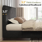 AMERLIFE King Bed Frame, Upholstered Metal Platform Bed, Black