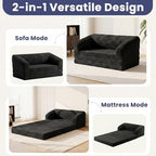 JUIKURY Convertible Sofa Bed, 3-in-1 Foldable Loveseat Couch with Armrest, Corduroy Floor Sofa & Sleeper Bed, No Assembly High-Density Foam Futon Mattress for Living Room, Small Apartment, Dorm