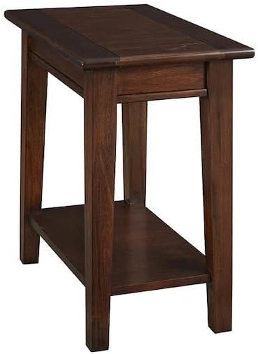 Starlight Canyon Home Cherry Brown Rectangular Side Table, Solid Mahogany 24 Inch Accent, Narrow Chairside Piece with Shelf for Living Room