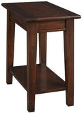 Starlight Canyon Home Cherry Brown Rectangular Side Table, Solid Mahogany 24 Inch Accent, Narrow Chairside Piece with Shelf for Living Room