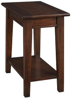 Starlight Canyon Home Cherry Brown Rectangular Side Table, Solid Mahogany 24 Inch Accent, Narrow Chairside Piece with Shelf for Living Room