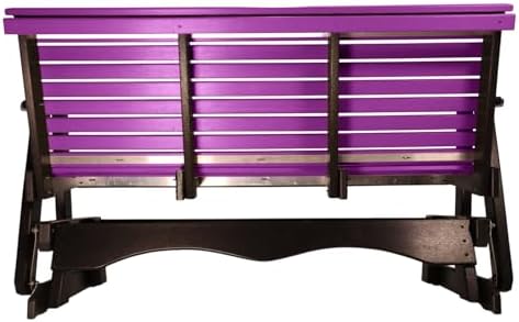 5 FT Purple Amish-Made Porch Glider – 1000 lb Heavy-Duty Poly Lumber wood Roll Back Glider – USA Crafted HDPE Outdoor Seating Furniture - Stainless Steel Hardware – Smooth, Quiet Glide - CupHolders