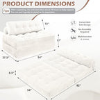 Folding Sofa Bed, Convertible Sleeper Chair with Pillow & Handle, Foldable Mattress Futon Chair Bed Lounge with Back Support, Comfy Floor Sofa for Living Room Bedroom, Beige, Full