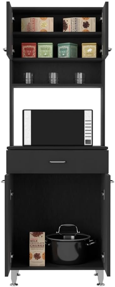 Tuhome Santoro 60 Pantry Cabinet with Double Doors, Adjustable Shelves, Versatile Storage for Kitchen, Dining, and Utility Rooms
