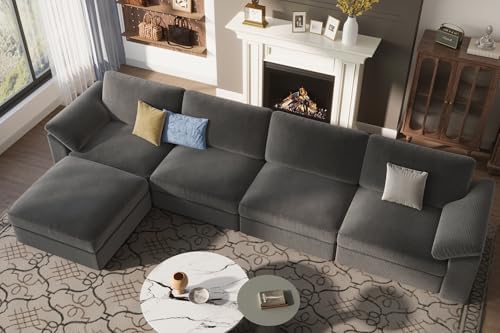 EASE MOOSE Oversized Sectional Modular Sofa,Extra Large L Shaped Couch Wide Deep Seat, Modern Comfy Modular Cloud Couch for Living Room,Removable and Washable