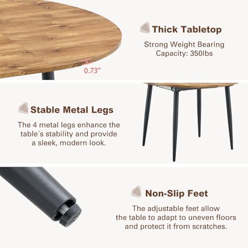 FURNITO Round Dining Table Set for 6, 42"-54" Round to Oval Extendable Table with 6 Suede Upholstered Chairs, Space-Saving Wood Dining Room Table Set for Small Apartments or Kitchens, Easy Assembly