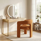HNY Modern Sherpa Barrel Single Dining Chair, Orange | Upholstered Accent Armchair With 18.5" Wide Seat No Assembly Required For Living Room Bedroom Vanity Small Spaces