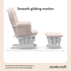 Storkcraft Premium Hoop Glider & Ottoman, White/Pink