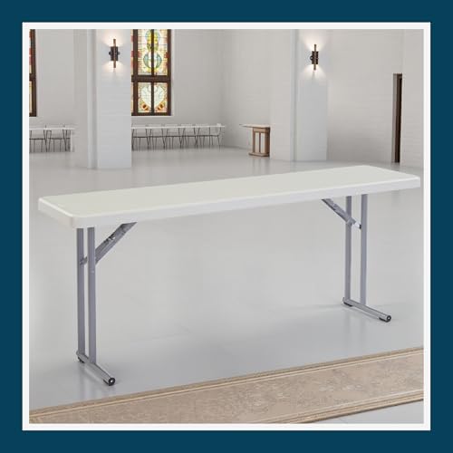OEF Furnishings OEFBT-SEM1872 Commercial-Grade Premium Industrial Seminar Folding Table with Thick Blow-Molded Top and 16-Gauge Cantilever Steel Legs (Seminar, 18" × 72", Speckled Gray Top)