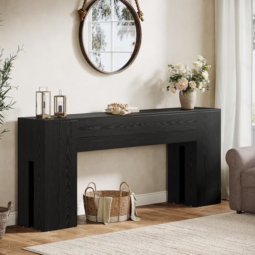 Tribesigns 71-Inch Long Console Table for Entryway, Farmhouse Sofa Console | Wood Entry Table, Console Table for Hallway, Foyer, Living Room, 300 Lb Capacity, Sturdy and Stable, Easy Assembly, Black