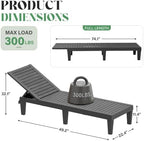 NUNU LAB Outdoor Chaise Lounge Chairs Set (Black, 2pcs) | 5-Positions Adjustable, HDPE Resin, All-Weather, Ideal for Patio, Garden, Poolside, Beach. Sunbathing Recliner, Tanning Chair