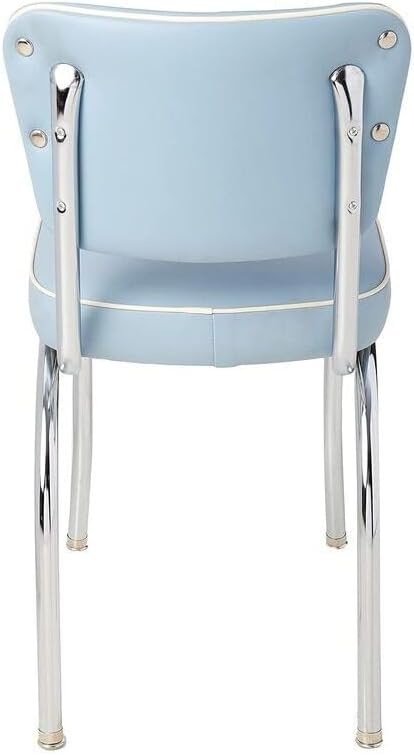 HomeStock Diner Chair - Vinyl Seat, Chrome Frame - Fully Assembled Bistro Kitchen Chair Bristol Blue