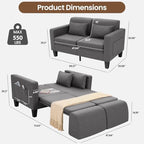 SEJOV 6-in-1 Convertible Sofa Bed, 58" Loveseat Sleeper Sofas, Gray | Pull Out Couch Bed with Removable Backrest, Storage Pockets and 2 Pillows, Modern Folding Linen Futon Couch for Small Spaces