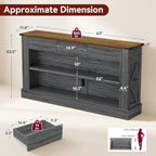 Miereirl 63" Console Table with Drawers & LED Light, Brown & Dark Grey