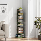 TUTOTAK Book Shelf, Narrow Spine Bookshelf, 8-Tier Bookcase for Small Space