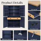 71" Tall Kitchen Pantry Storage Cabinet with 8 Door Shelves and 2 Storage Compartments, Two-Tone Freestanding Food Pantry Cabinet with Adjustable Shelves for Kitchen, Dining Room
