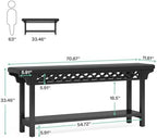 Tribesigns 70.8-Inch Solid Wood Long Console Table, Farmhouse Entryway Table with Storage, Narrow Sofa Table Grey Couch Table for Living Room Entryway Hallway (Black)