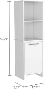 FM FURNITURE White Pantry Cabinet with Adjustable Shelves, Manufactured Wood, Tall Kitchen Pantry Storage Cabinet with Door