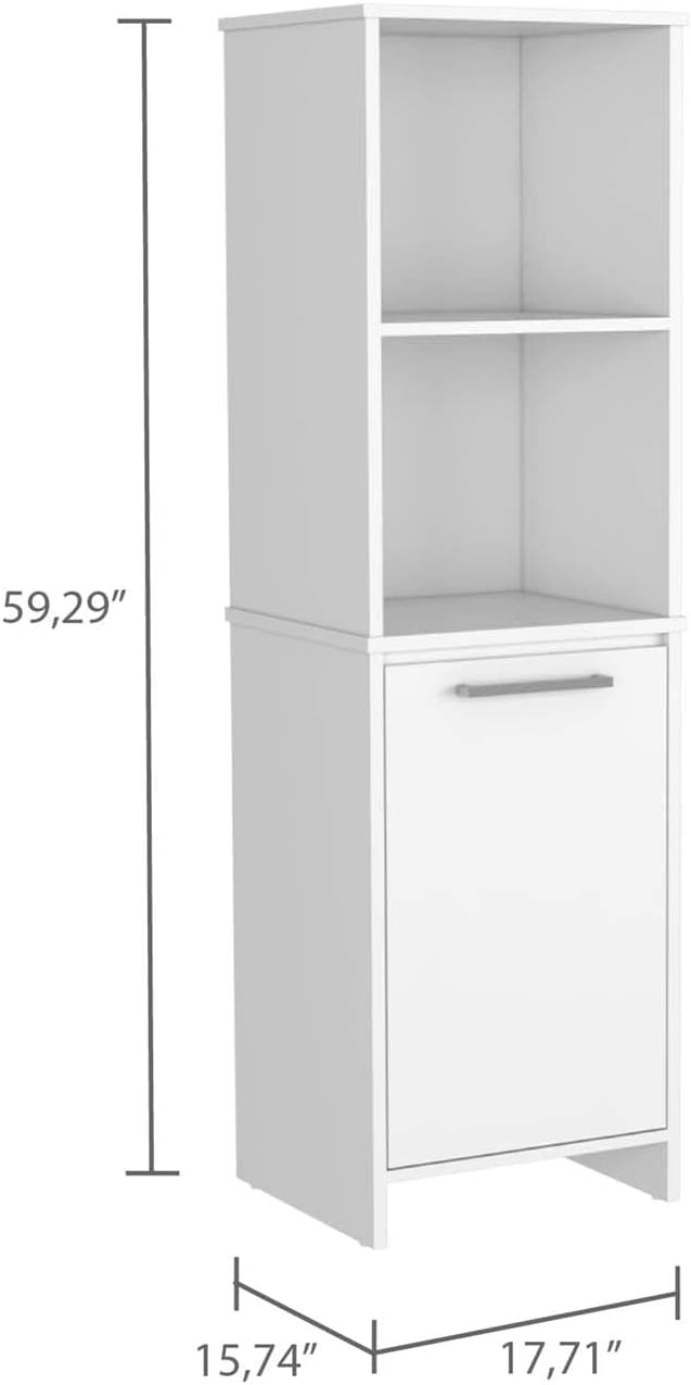 FM FURNITURE White Pantry Cabinet with Adjustable Shelves, Manufactured Wood, Tall Kitchen Pantry Storage Cabinet with Door