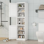 Ckzbx Tall Narrow Storage Cabinet 66.93" H Tall Bathroom Cabinets Metal Pantry Cabinet, 4 Adjustable Shelves for Kitchen, Home Office, Living Room, Dinning Room (16 inches Wide White)