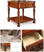 Telephone Table, Living Room Solid Wood Sofa Side Table,American Telephone Side Table,European Style Simple Retro Tea Table,Bedside Table with Drawers (Color:Chestnut,Siz