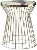 Telephone Table, Pedestal Tables,Round Sofa & Console Tables,Telephone Tables,Geometric Modern Marble and Metal Side End Table Stand (Color:Gold,Size:19.6823.62in)