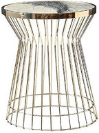 Telephone Table, Pedestal Tables,Round Sofa & Console Tables,Telephone Tables,Geometric Modern Marble and Metal Side End Table Stand (Color:Gold,Size:19.6823.62in)