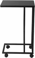 C-Shaped Sofa Side Table, Couch Side Tables That Slide Under, C Table End Table with Wheels, Strong Load-Bearing Capacity and User Friendly Design for Living Room and Bedroom Use,Black