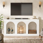 Tribesigns 70.9" White Console Table with Storage, Wood Entryway Entry Table with 3 Arched Shelves for Foyer, Hallway, Living Room, Behind Couch Sofa, Narrow Long