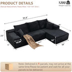 Sectional Couches for Living Room Cloud Couch Sofa with L-Shape Couch in a Box Upholstered Couchs Modern Modular Sectional Couch with Chaise(Black,3 Seater-Right-Facing Chaise-96)