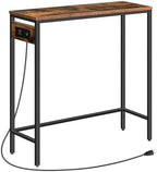 HOOBRO Narrow Console Table with Power Outlets, Small Entryway Table | Thin Sofa Table Behind Couch Table with Charging Station, for Hallway, Bedroom, Living Room,Rustic Brown and Black BF75UXG01