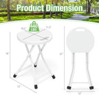 GYMAX Folding Stool, 18in Portable Collapsible Bar Stool with Handle & Steel Frame, 440lbs Sturdy Foldable Lightweight Metal Chair for Outdoor/Indoor Kitchen Home Bar, Assembly Free