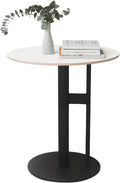 Modern Round Marble Top Side Table with Metal Base - Elegant Design for Living Room, Bedroom, Home Office