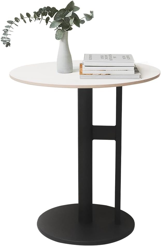 Modern Round Marble Top Side Table with Metal Base - Elegant Design for Living Room, Bedroom, Home Office