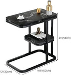 End Table, Modern Marble Side Table Sofa Table with Storage Shelf, Narrow Nightstand for Living Room Bedroom Office (Typ B, Gold-White)