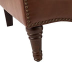 HULALA HOME Mid Century Modern Genuine Leather Accent Chair Set of 2, Brown | Button Tufted Leather Armchair, Upholstered Club Chair with Nailhead Trim, Solid Wood Legs, for Living Room Bedroom