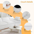 JACH Modular Sectional Sofas for Living Room, Deep 3-Seats Convertible Couch, Cushion Covers Removable, Modern Cloud Sectional Couches for Apartment (White), 120WE-3